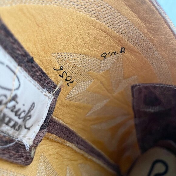 Rod Patrick Mens Cowboy Boots 8.5A Perro Loco Brown Leather Western Square Toe - Picture 9 of 12